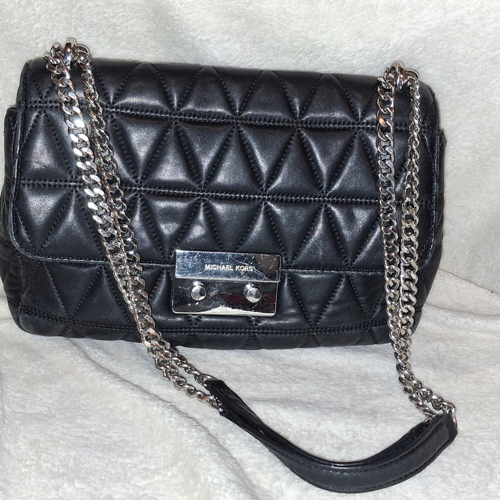 Michael Kors Black Quilted Shoulder Bag with Chain Strap